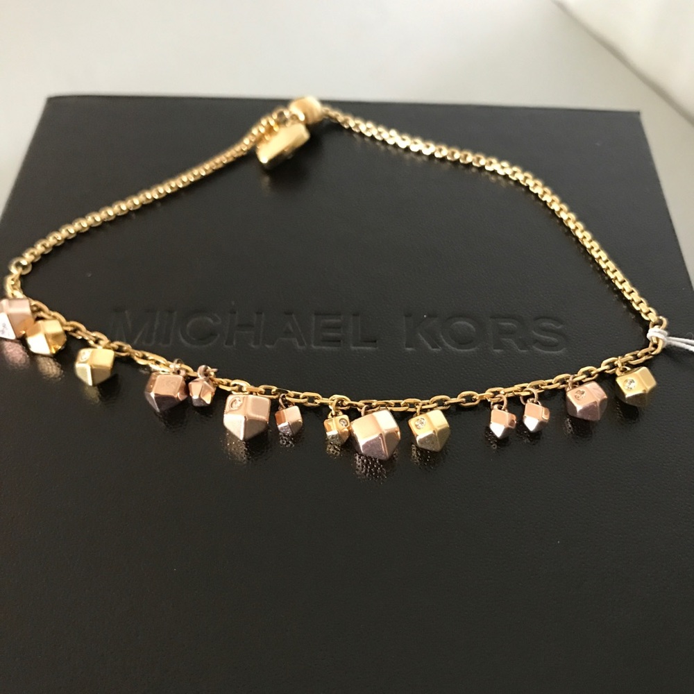Authentic MK two tone nugget drawstring bracelet - Picture 2 of 6